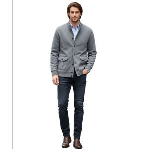 Men's Lands' End Gray Cardigan Sweater XL